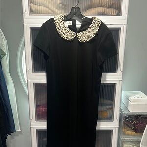 Sara Campbell Black Sheath Mini Dress with Peter Pan Collar